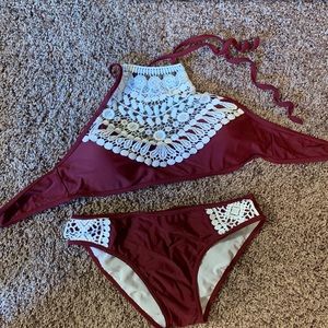 Maroon swim suit